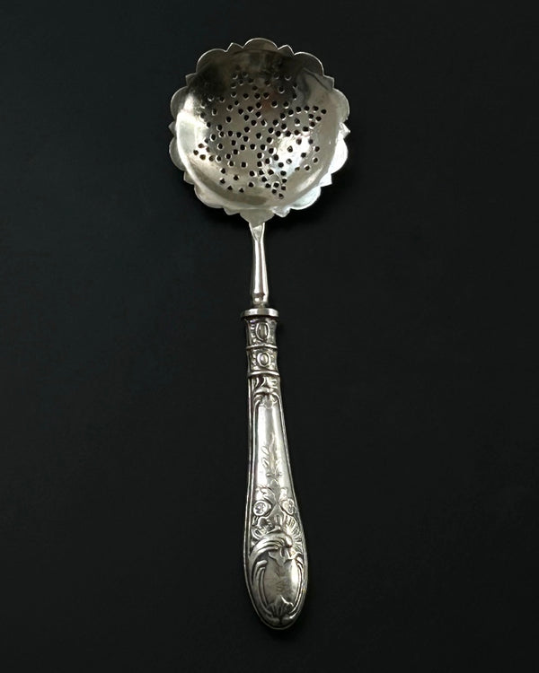 Antique Tea Strainer with Sterling Silver Ornate Handle