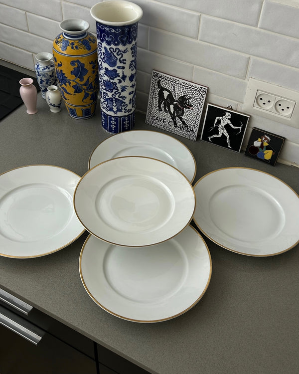 Set of 5 Large Rosenthal Porcelain Plates with Gold Rim