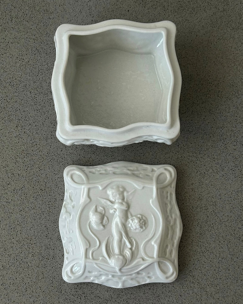 Rare Art Nouveau Bisque Porcelain Trinket Box