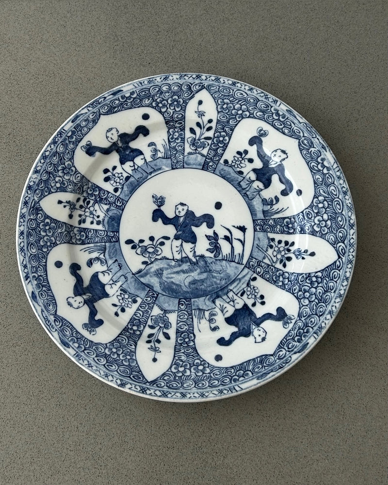 Antique Chinese Blue & White Porcelain Plate