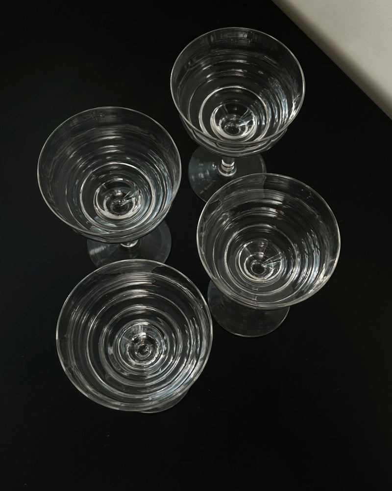 Set of 4 Wavy Coupe Cocktail or Dessert Glasses