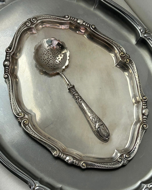 Antique Tea Strainer with Sterling Silver Ornate Handle