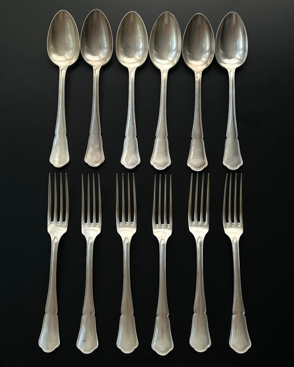 Set of 12 Silver Plated Forks and Spoons (6+6)