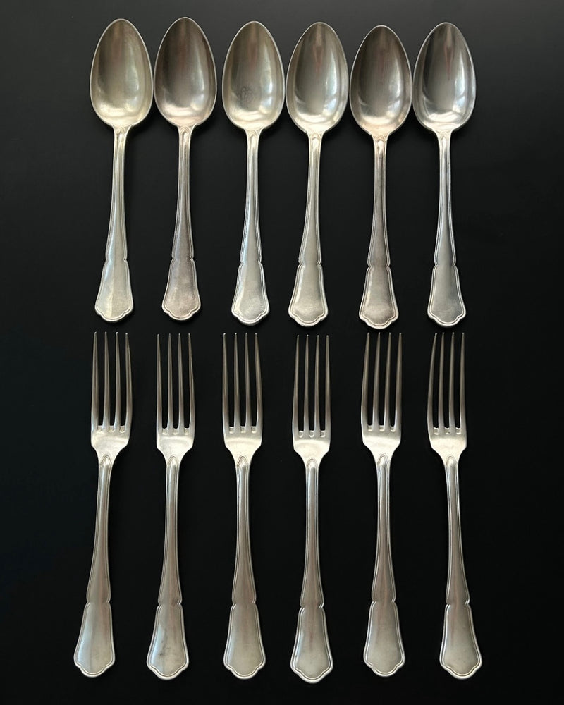 Set of 12 Silver Plated Forks and Spoons (6+6)