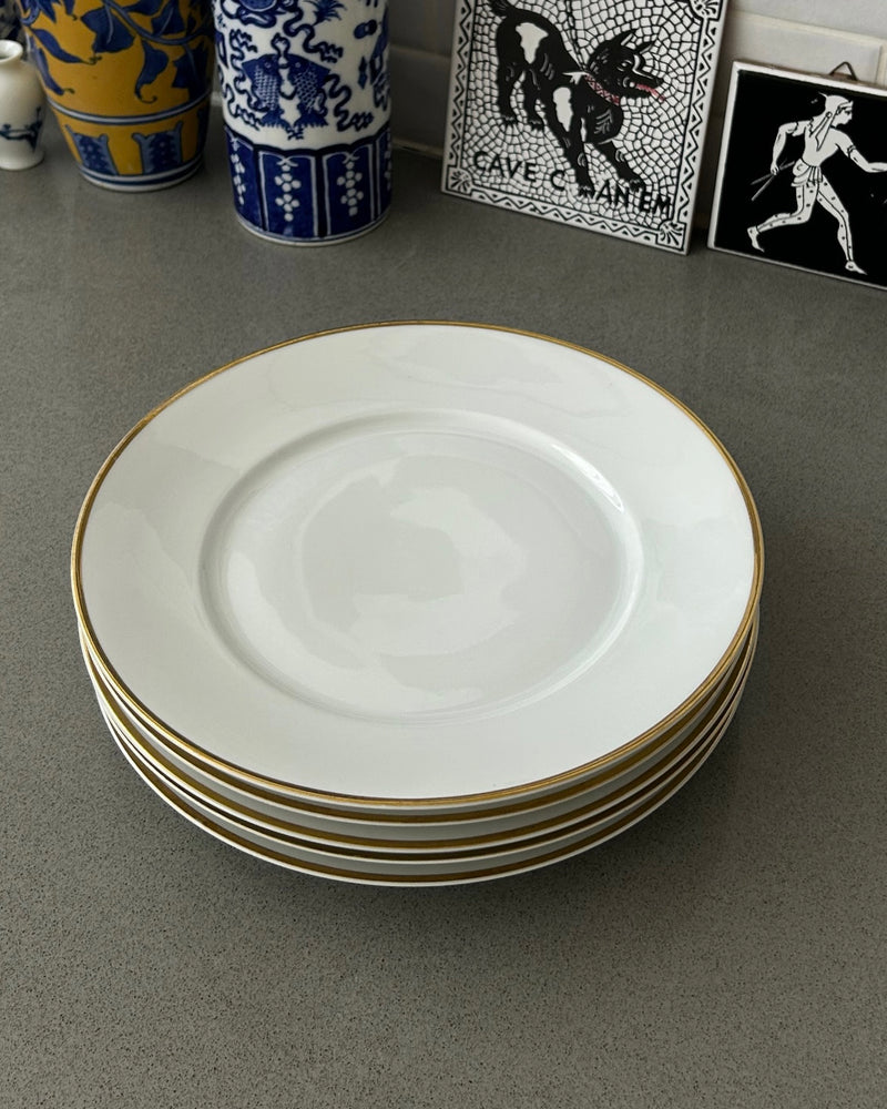 Set of 5 Large Rosenthal Porcelain Plates with Gold Rim