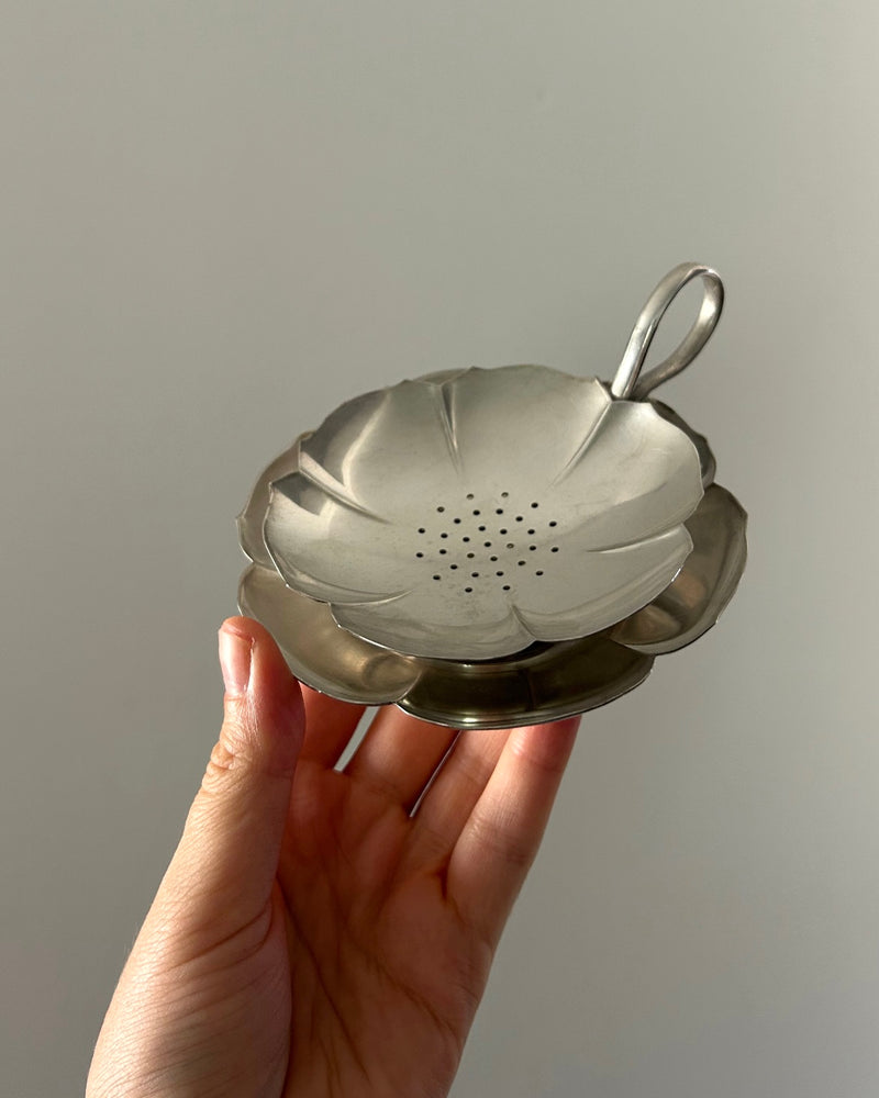 Antique Wellner Silver Plated Flower Tea Strainer