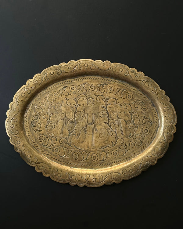Indian Brass Tray with Mythological Scene