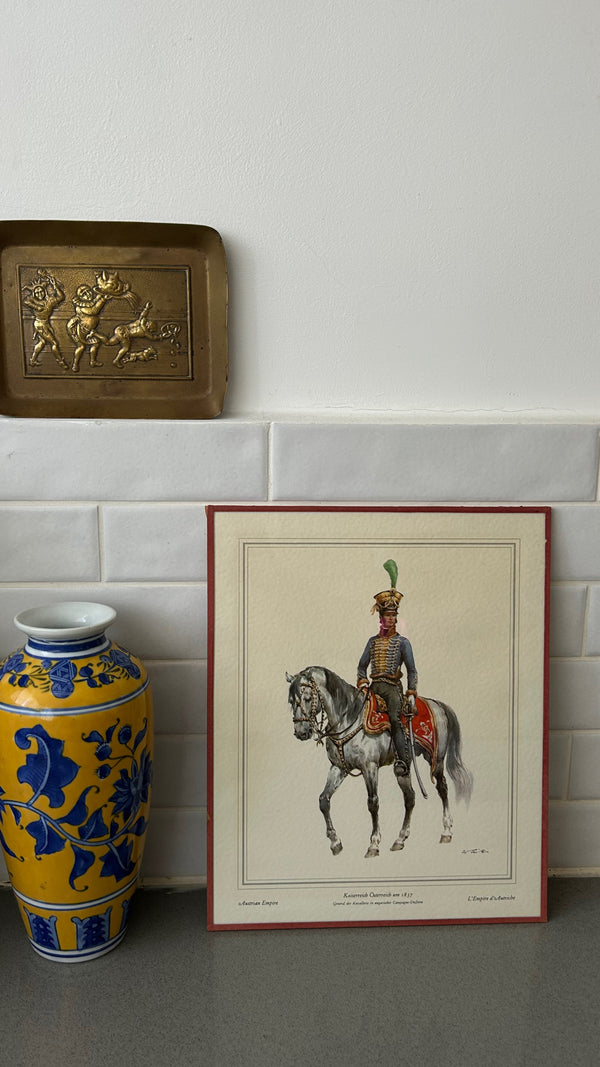 Framed Print Austrian Cavalry General 19th Century Mounted Officers by W.Tritt