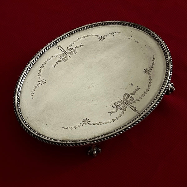 Antique Silver Plated Footed Tray