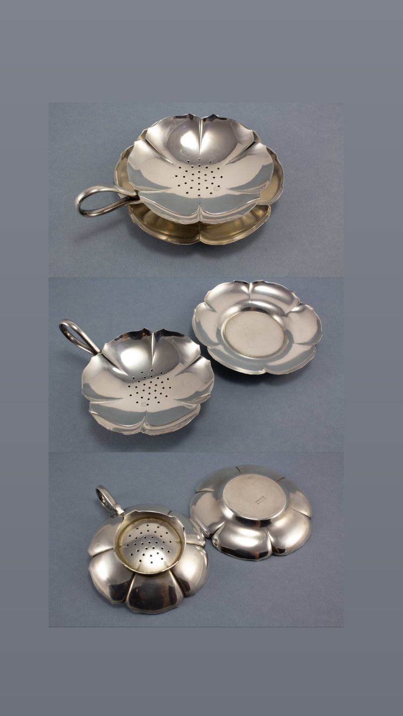 Antique Wellner Silver Plated Flower Tea Strainer