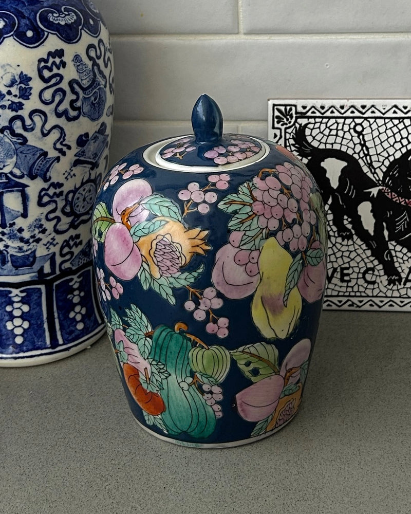 Colorful Hand Painted Ceramic Ginger Jar