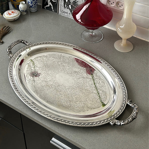 Big Silver Plated Serving Tray