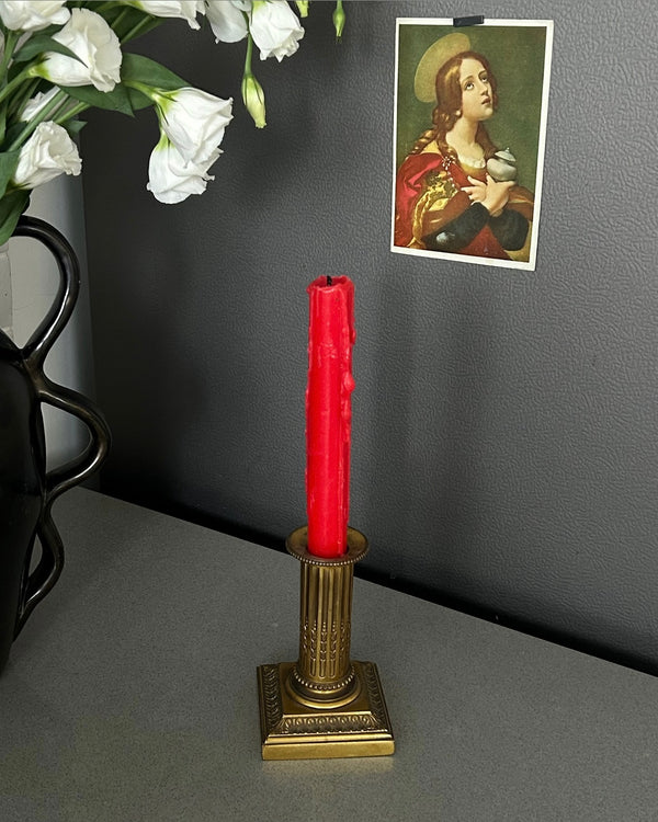 Antique French Brass Column Candlestick