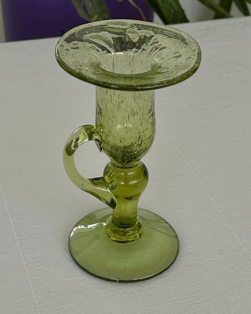Green Bubble Glass Candle Holder, Biot France