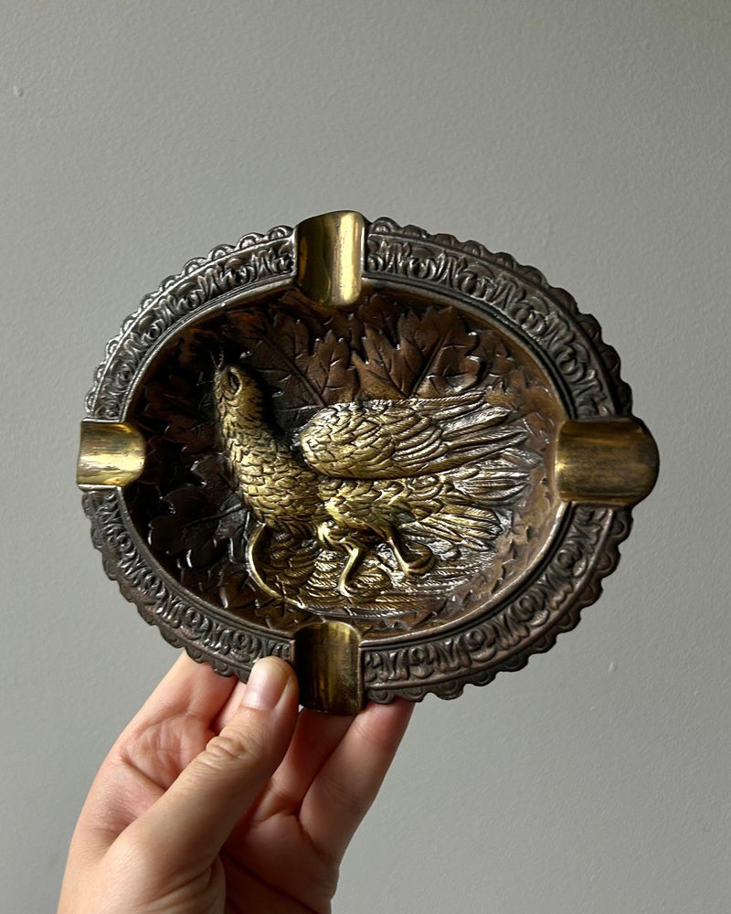 French Phoenix Ornate Brass Ashtray