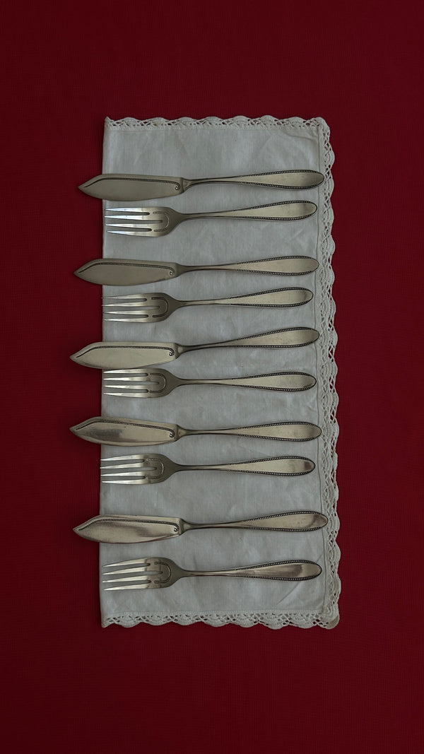 Antique Clarfeld  Silver Plated Fish Cutlery