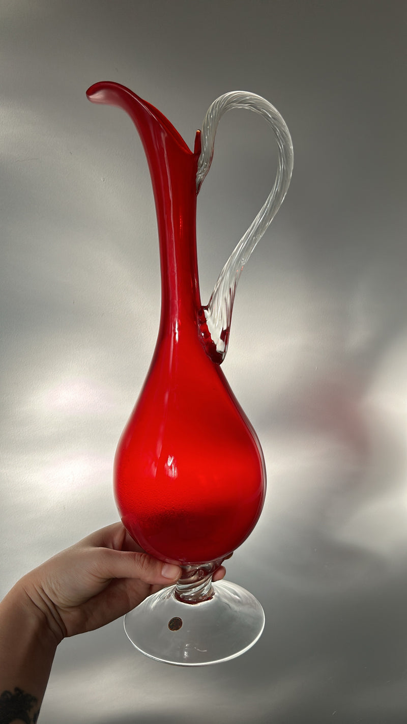 Italian Red Glass Pitcher