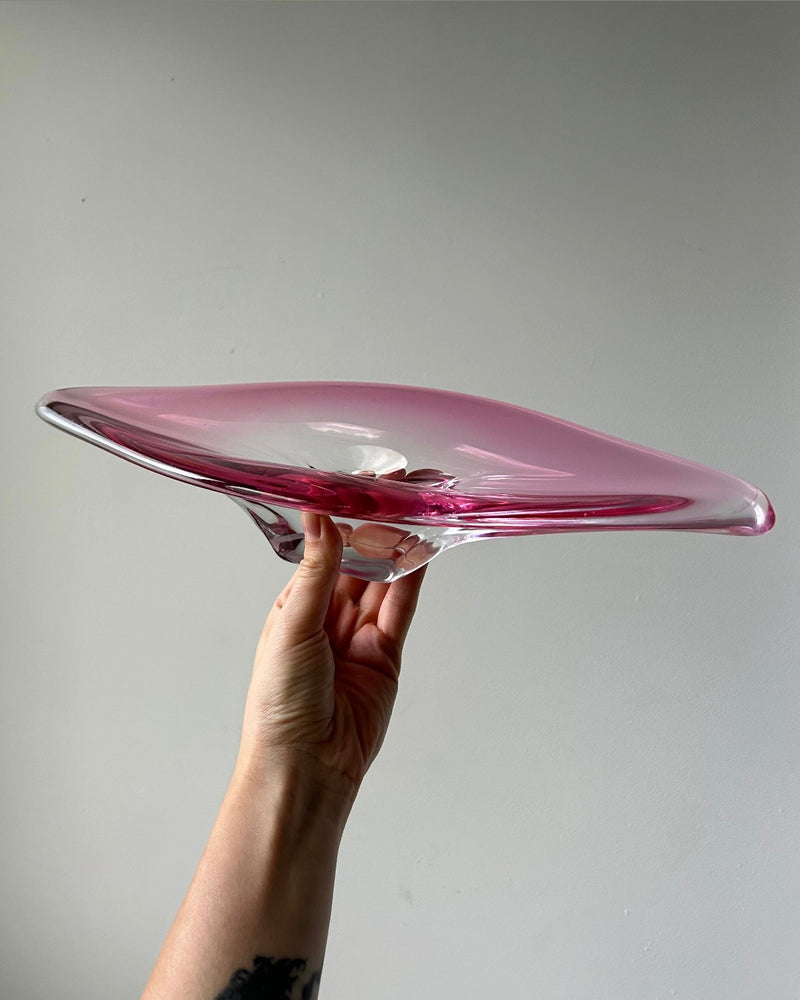 Val Saint Lambert Pink Glass Centerpiece