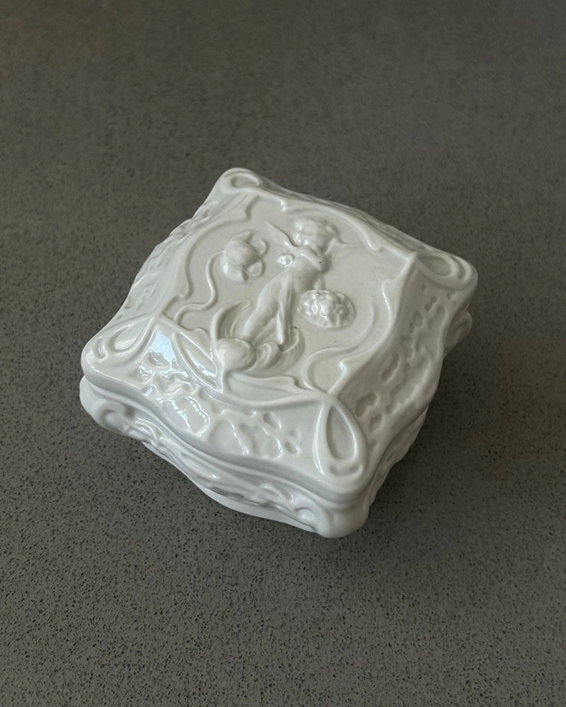 Rare Art Nouveau Bisque Porcelain Trinket Box