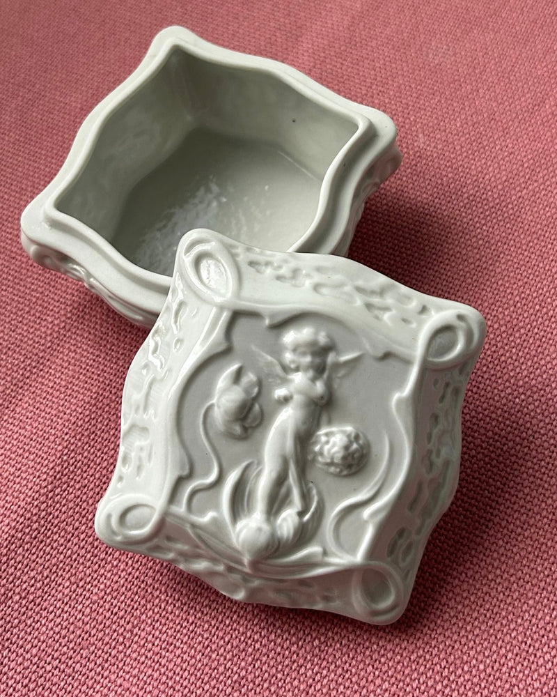 Rare Art Nouveau Bisque Porcelain Trinket Box