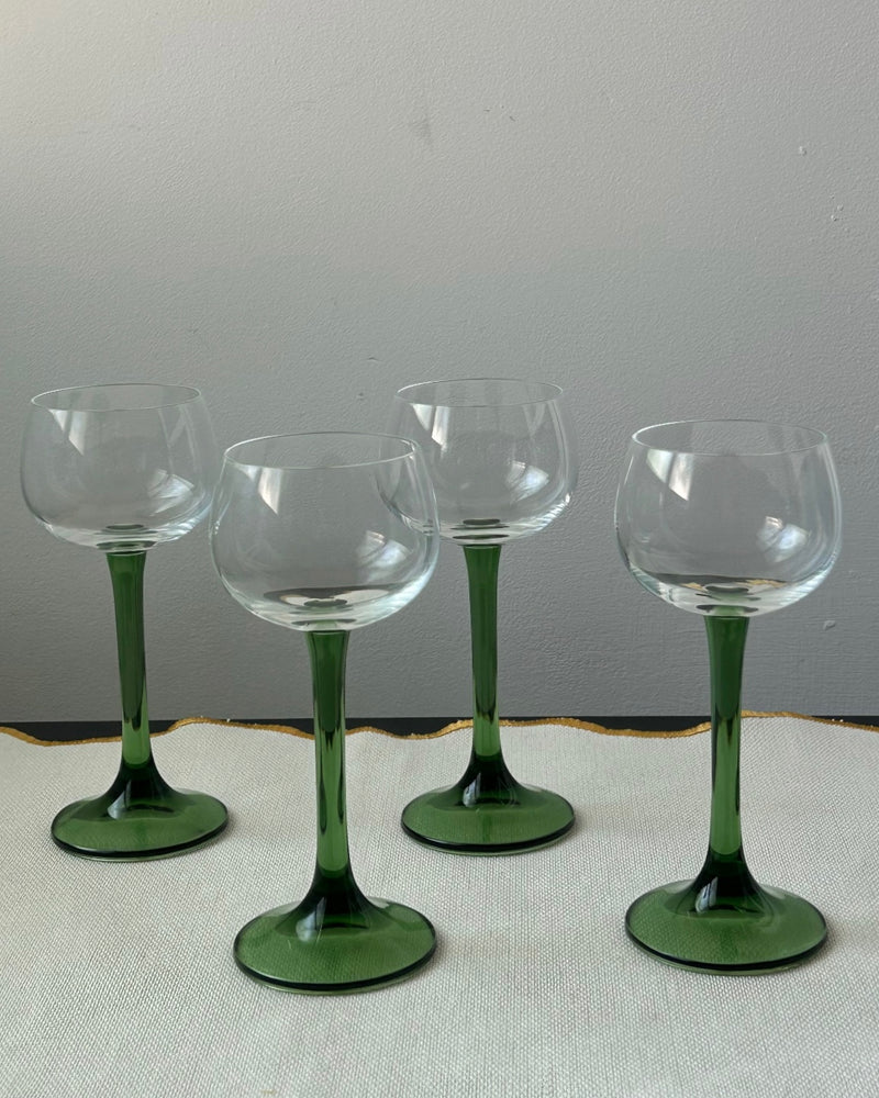 Set Of 4 Green Stem Glasses