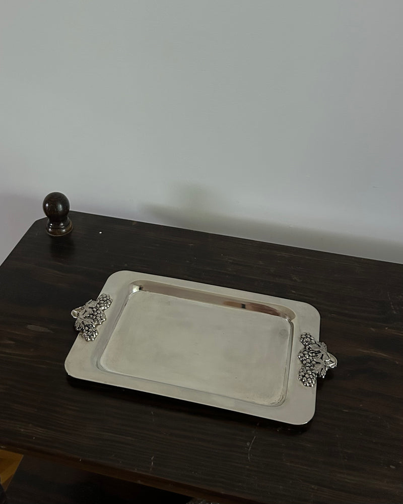 Silver Plated Tray with Grape Handles