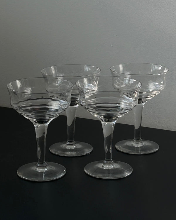 Set of 4 Wavy Coupe Cocktail or Dessert Glasses