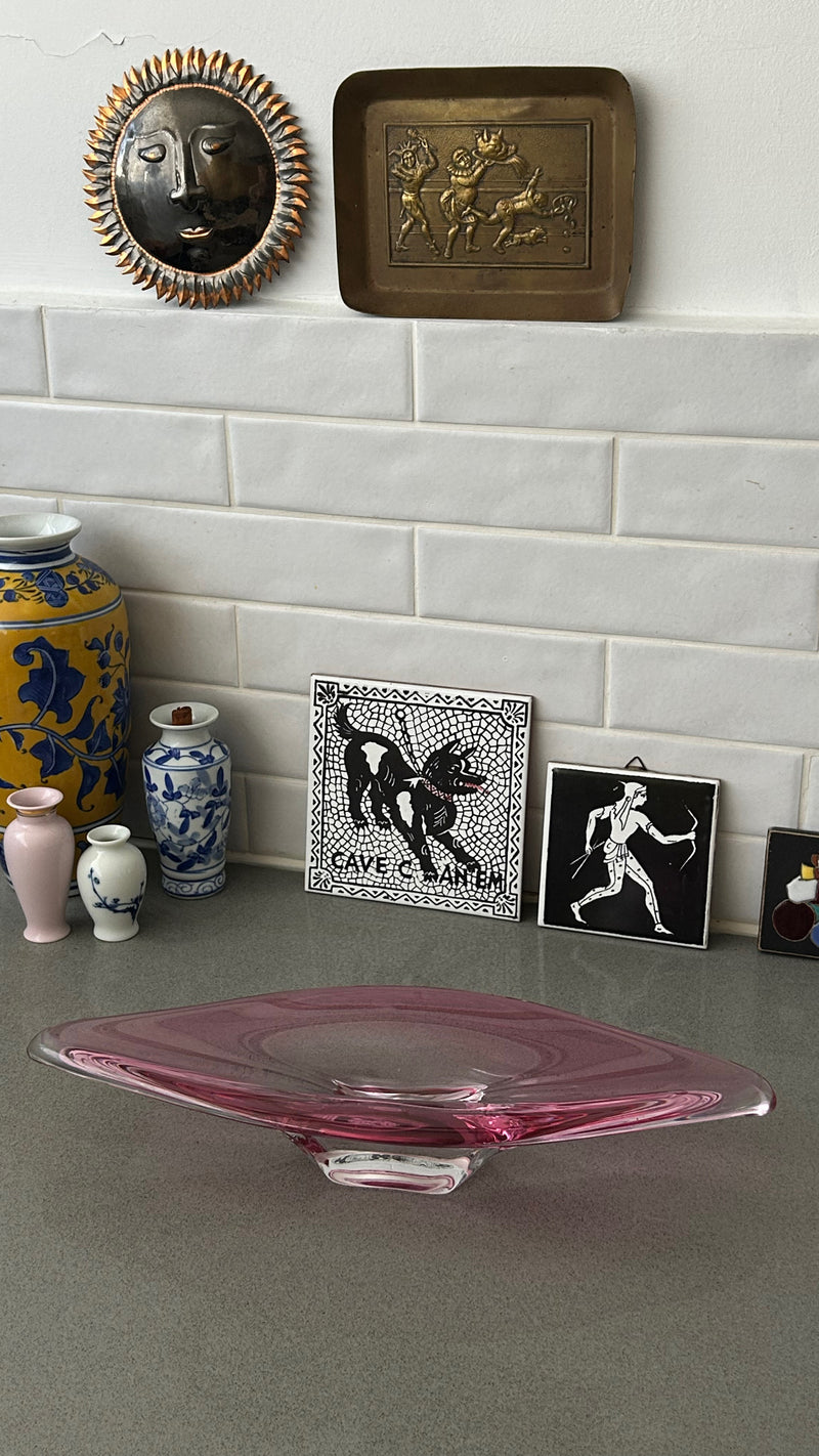 Val Saint Lambert Pink Glass Centerpiece