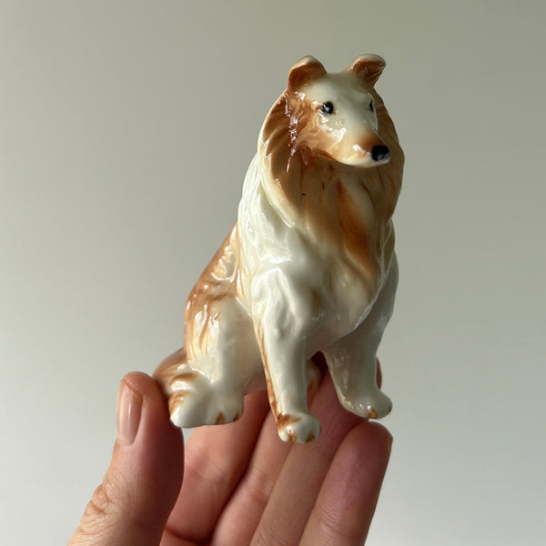 Porcelain Collie Dog Small Figurine