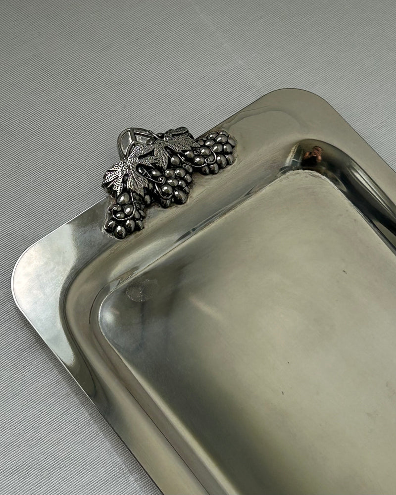Silver Plated Tray with Grape Handles