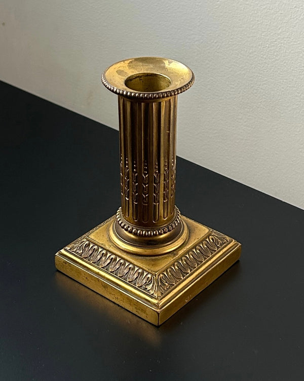 Antique French Brass Column Candlestick