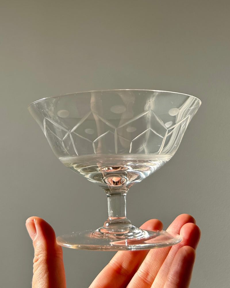 Trio of Etched Crystal Coupes