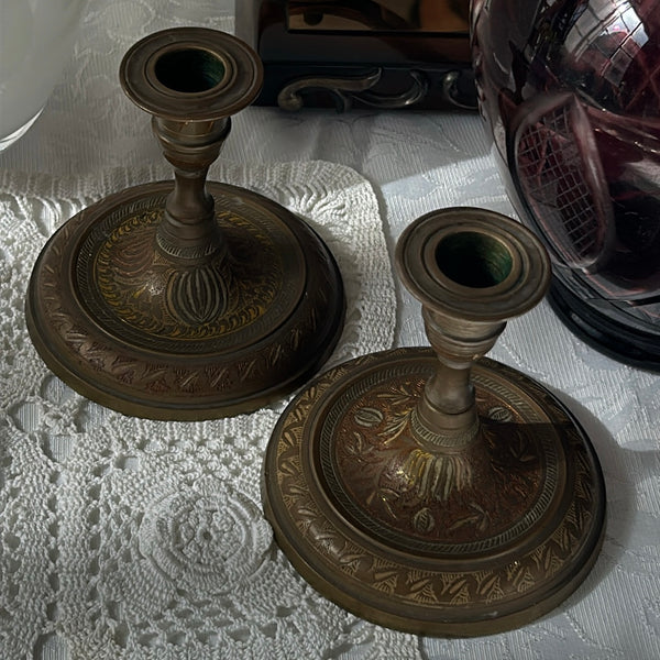 Pair of Brass Candleholders