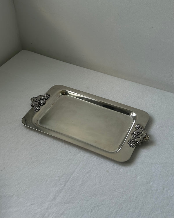 Silver Plated Tray with Grape Handles