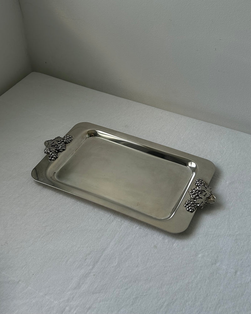 Silver Plated Tray with Grape Handles