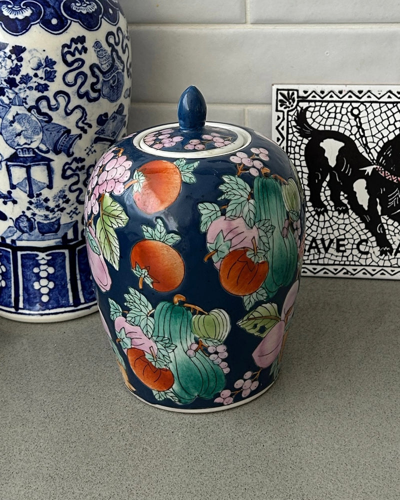 Colorful Hand Painted Ceramic Ginger Jar