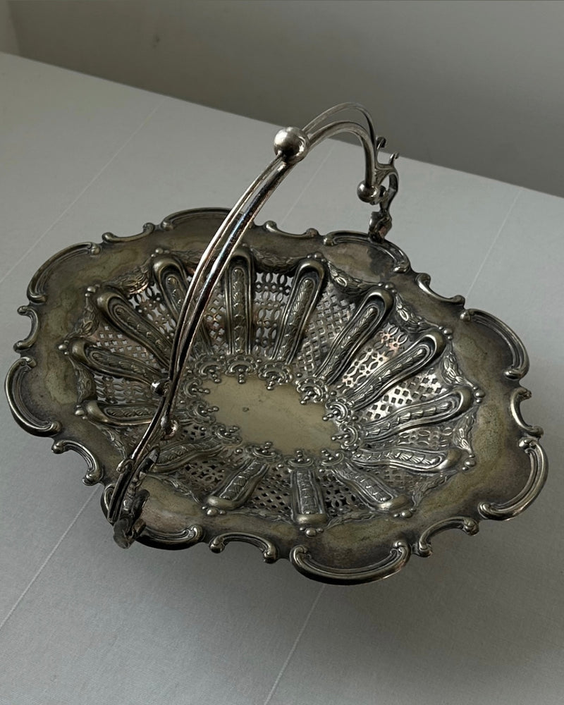 Antique Silver Plated Centerpiece Basket