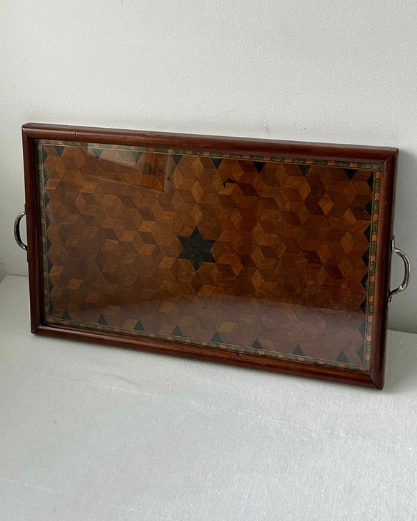 Large Art Deco Wooden Marquetry Tray