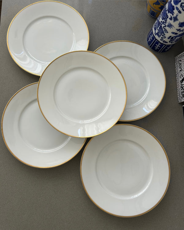 Set of 5 Large Rosenthal Porcelain Plates with Gold Rim