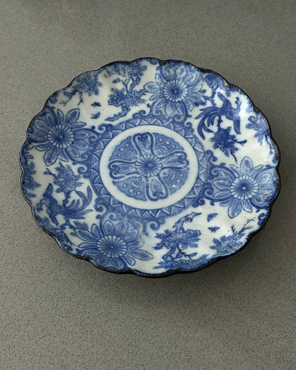 Antique Arita Imari Blue & White Porcelain Plate