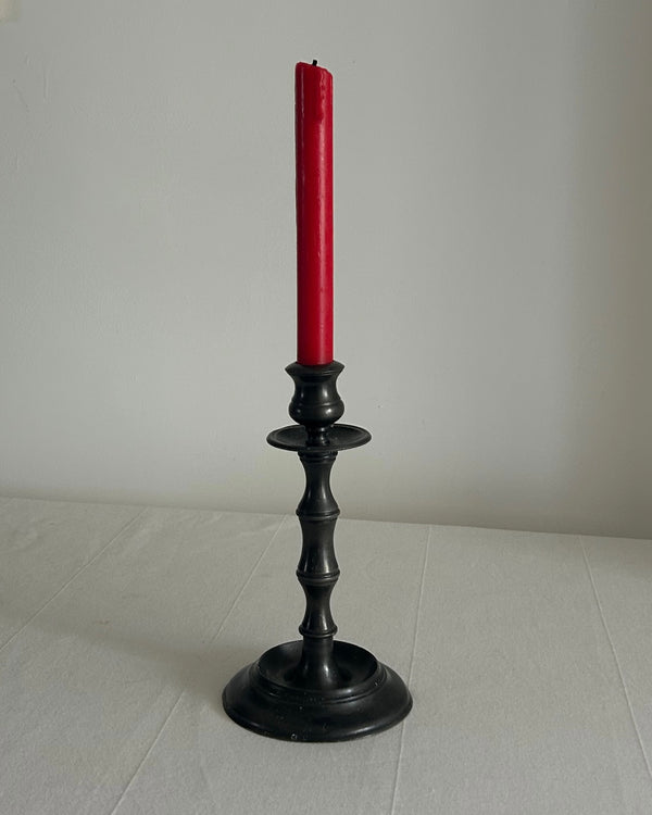 Bamboo-Shaped Pewter Candlestick