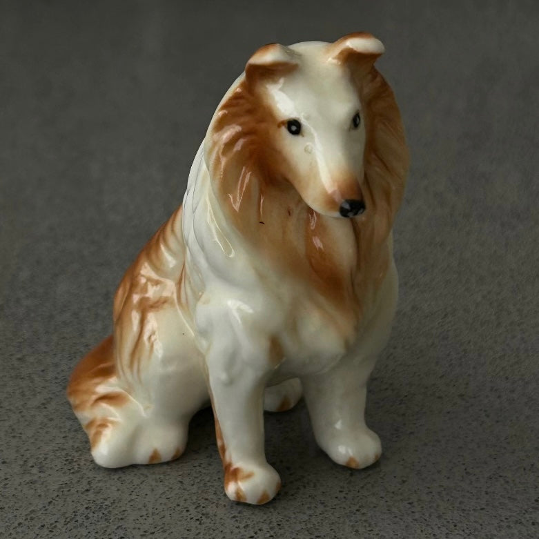 Porcelain Collie Dog Small Figurine