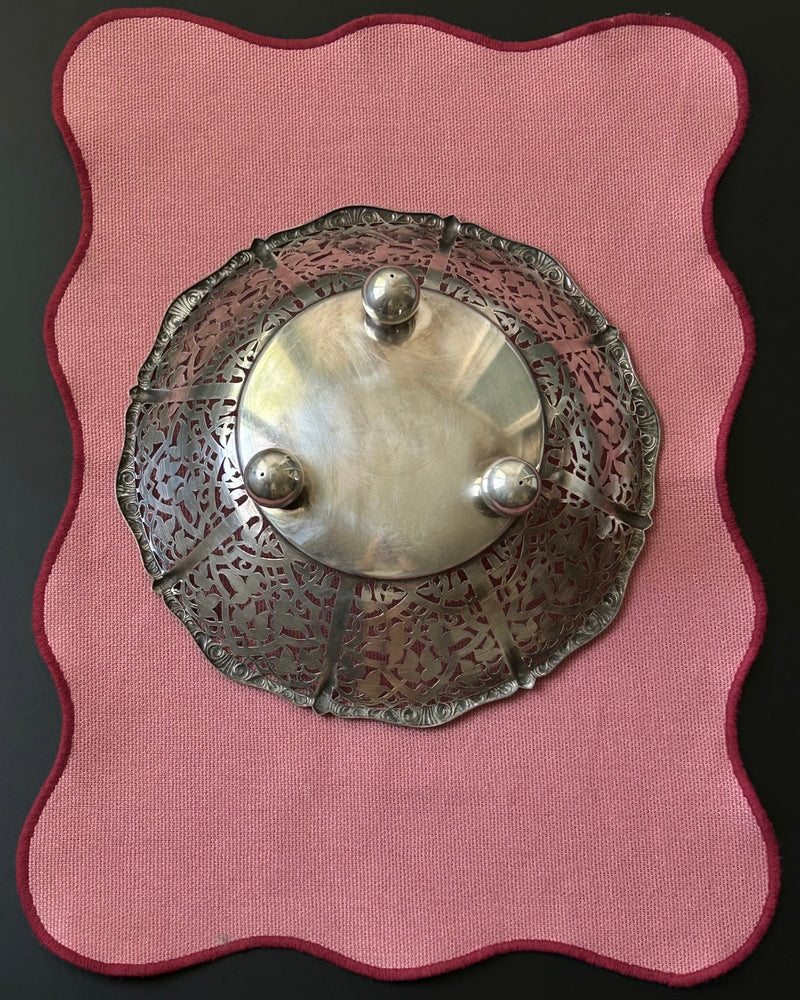 Silver Plated Ornate Bowl on Ball Feet (L)