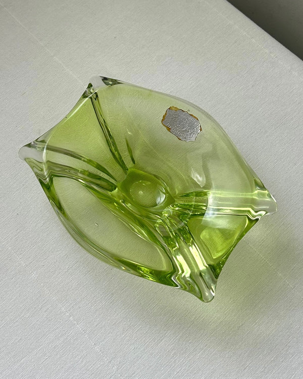 Val Saint Lambert Lime Green Crystal Bowl