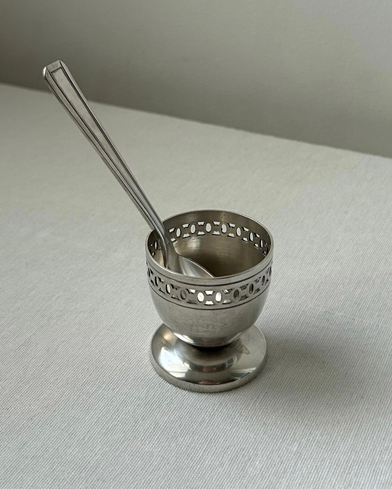 Silver Plated Egg Cup with Matching Spoon