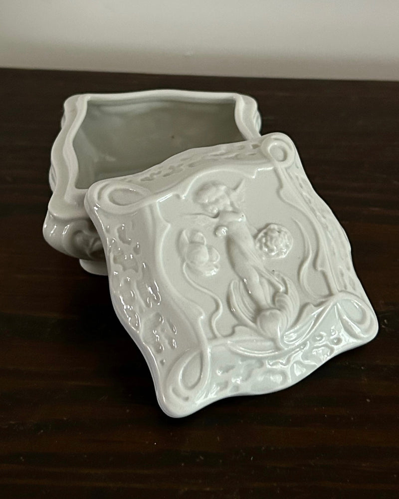 Rare Art Nouveau Bisque Porcelain Trinket Box