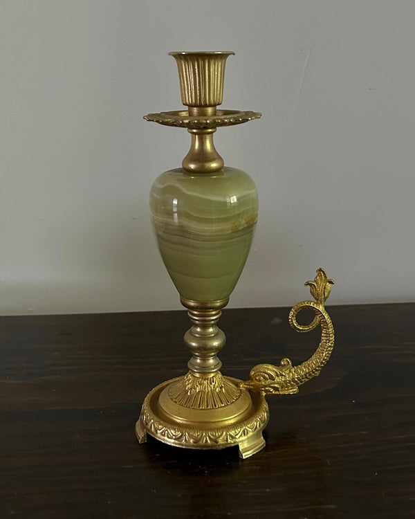 Large Onyx & Brass Candleholder