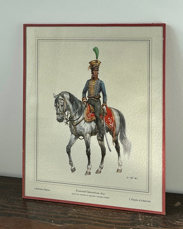 Framed Print Austrian Cavalry General 19th Century Mounted Officers by W.Tritt