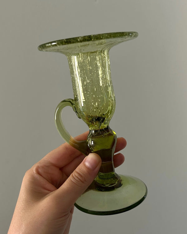 Green Bubble Glass Candle Holder, Biot France