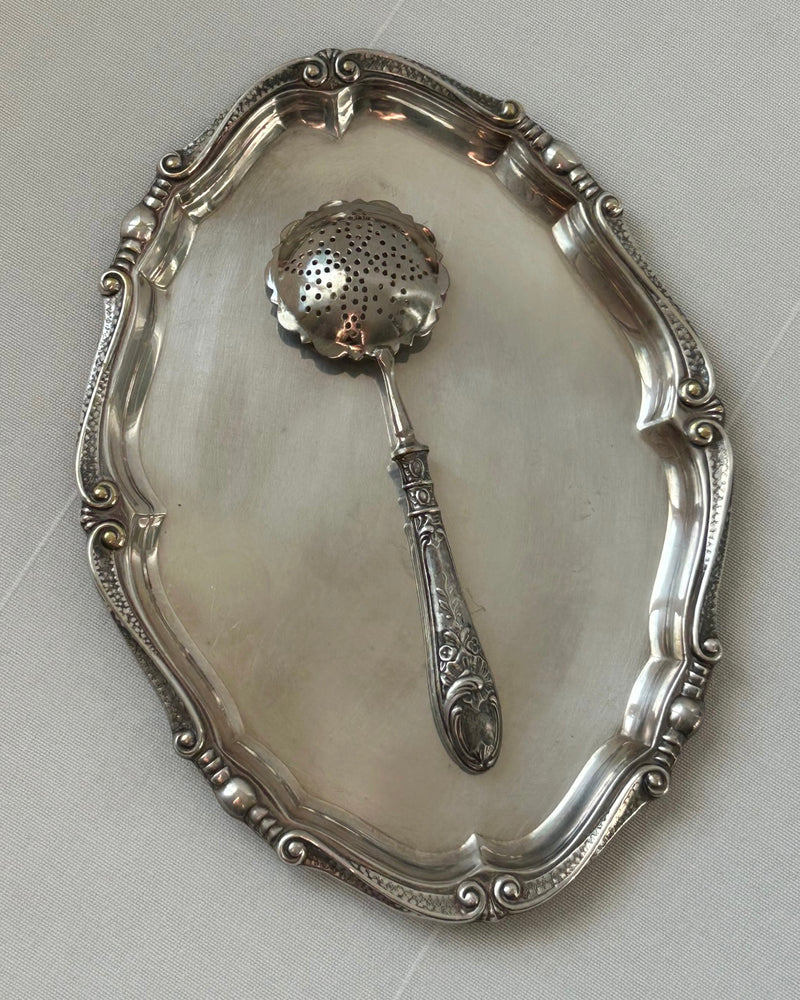 Antique Tea Strainer with Sterling Silver Ornate Handle